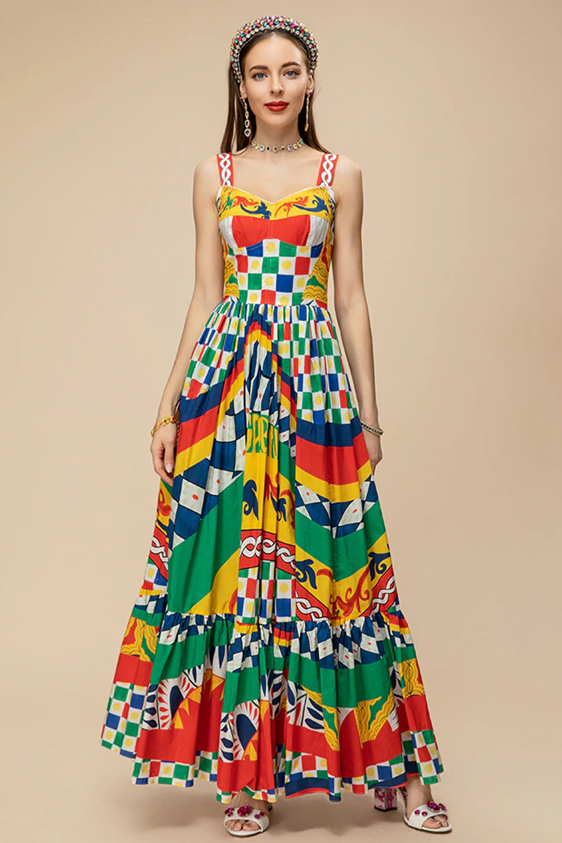 Express Yourself Carretto-print Bustier Maxi Dress | Jewelclues