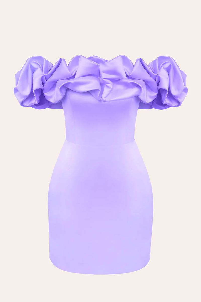 Fleurette Satin Ruffle Strapless Mini Dress | Jewelclues #color_lavender