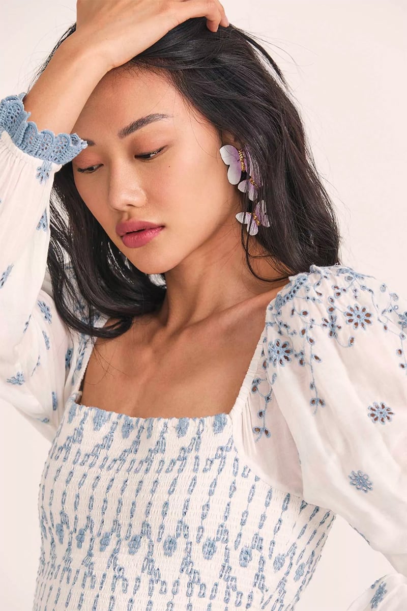 Flirty Vacay Eyelet Mini Dress | Jewelclues #color_blue