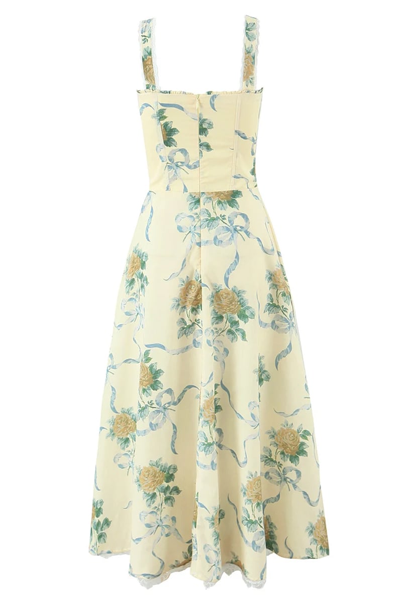 Florentina Cream Floral Print Midi Dress | Jewelclues