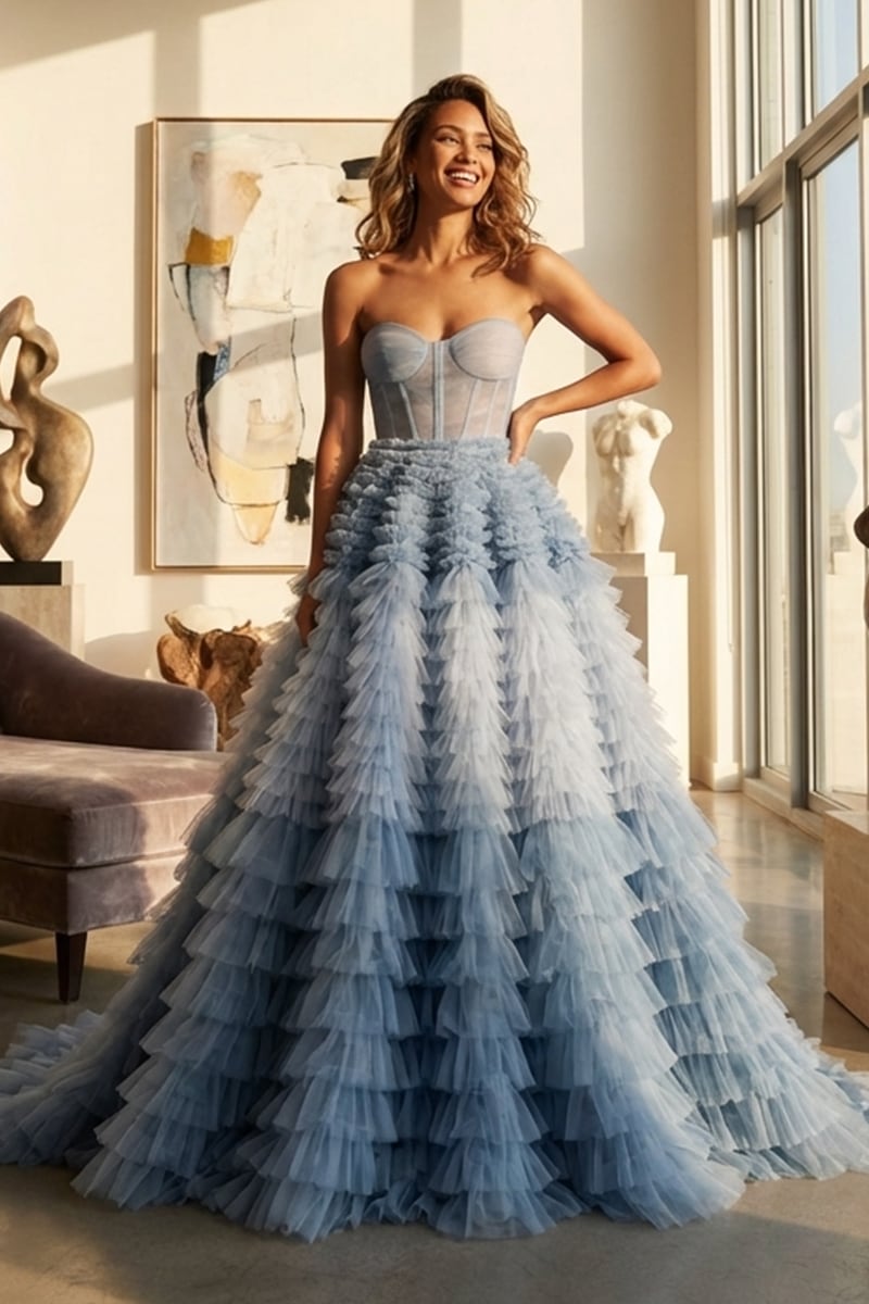 Freyja Frill-Layered Gown | Jewelclues