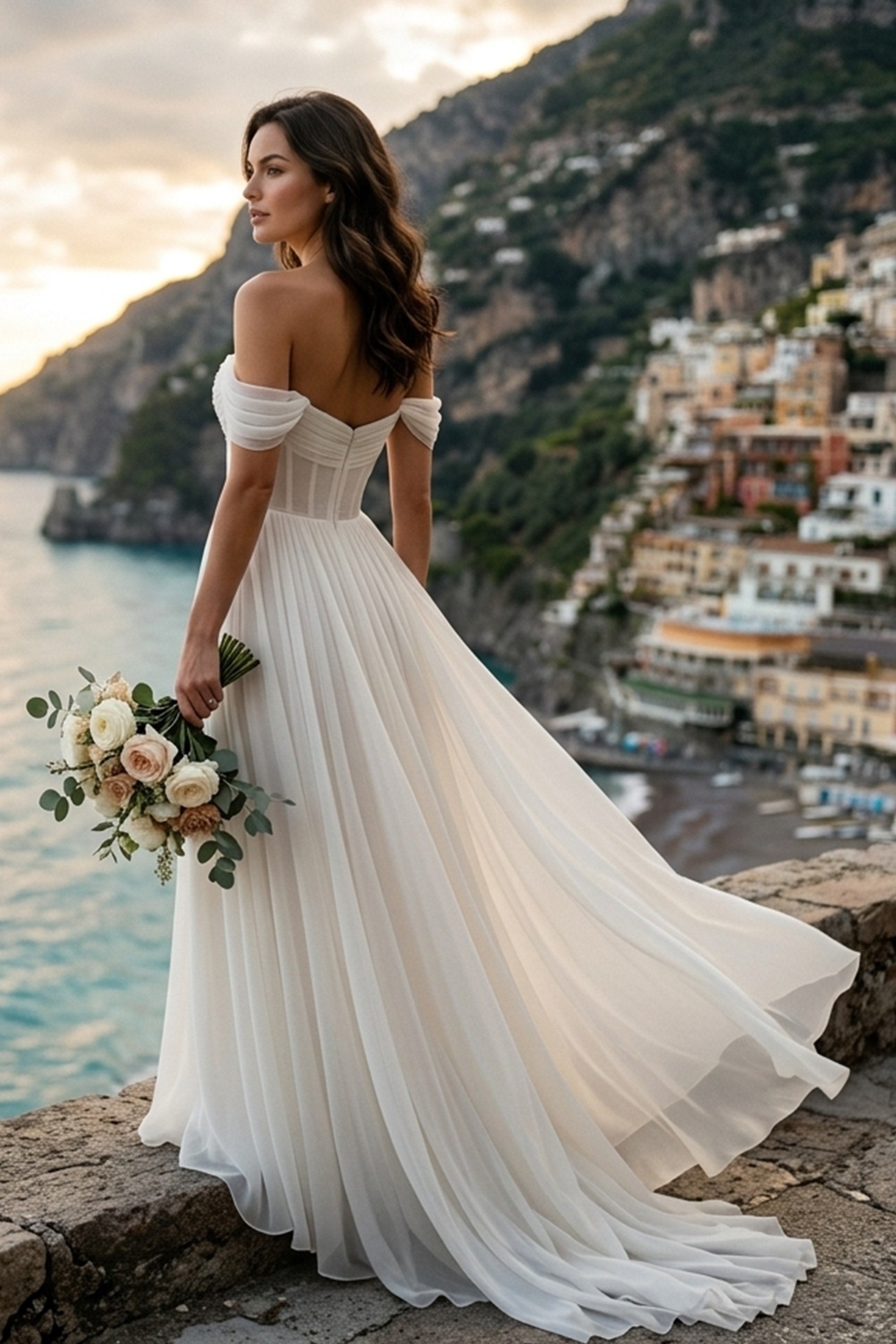 Genevieve Off-the-Shoulder Wedding Gown | JewelClues