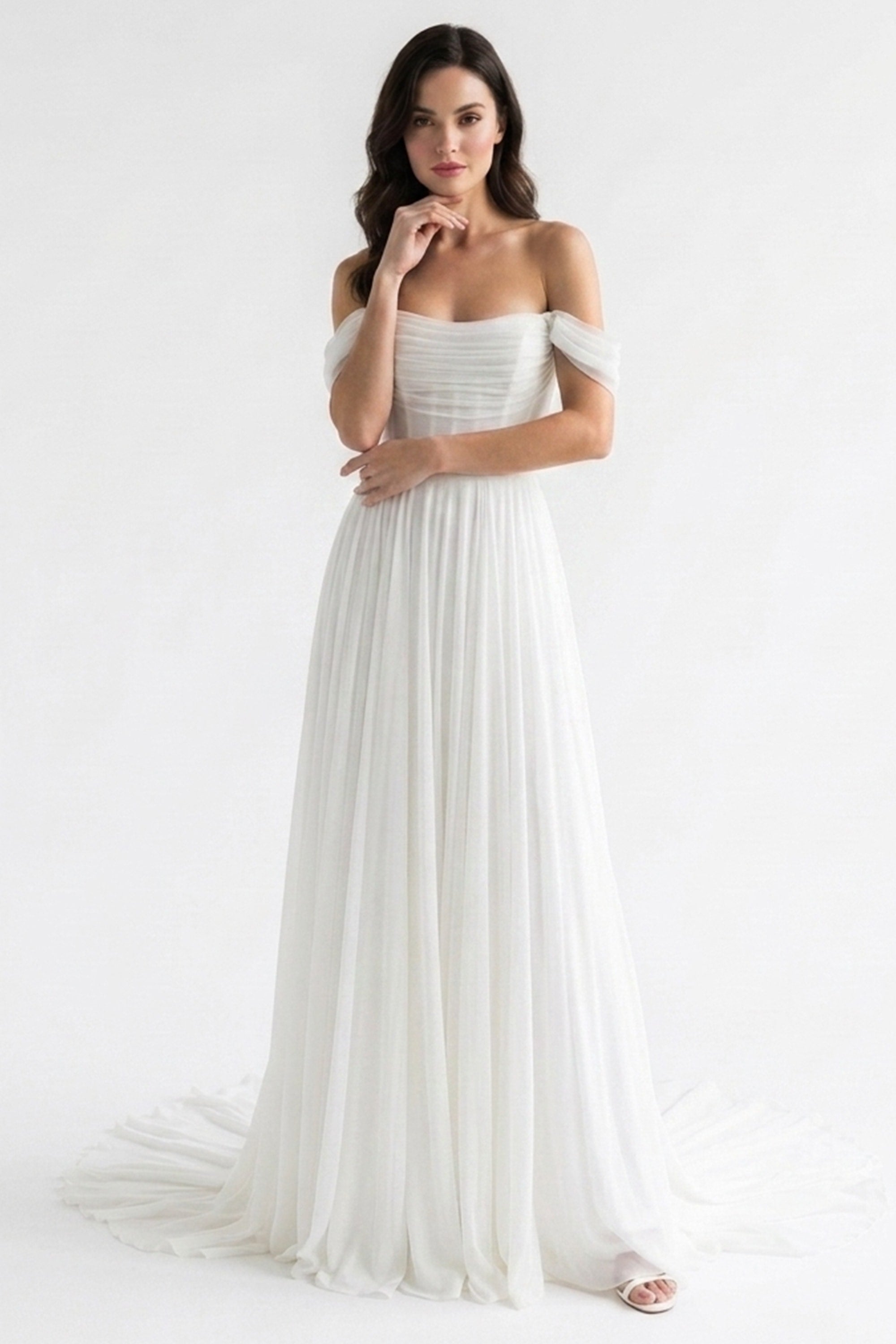 Genevieve Off-the-Shoulder Wedding Gown | JewelClues
