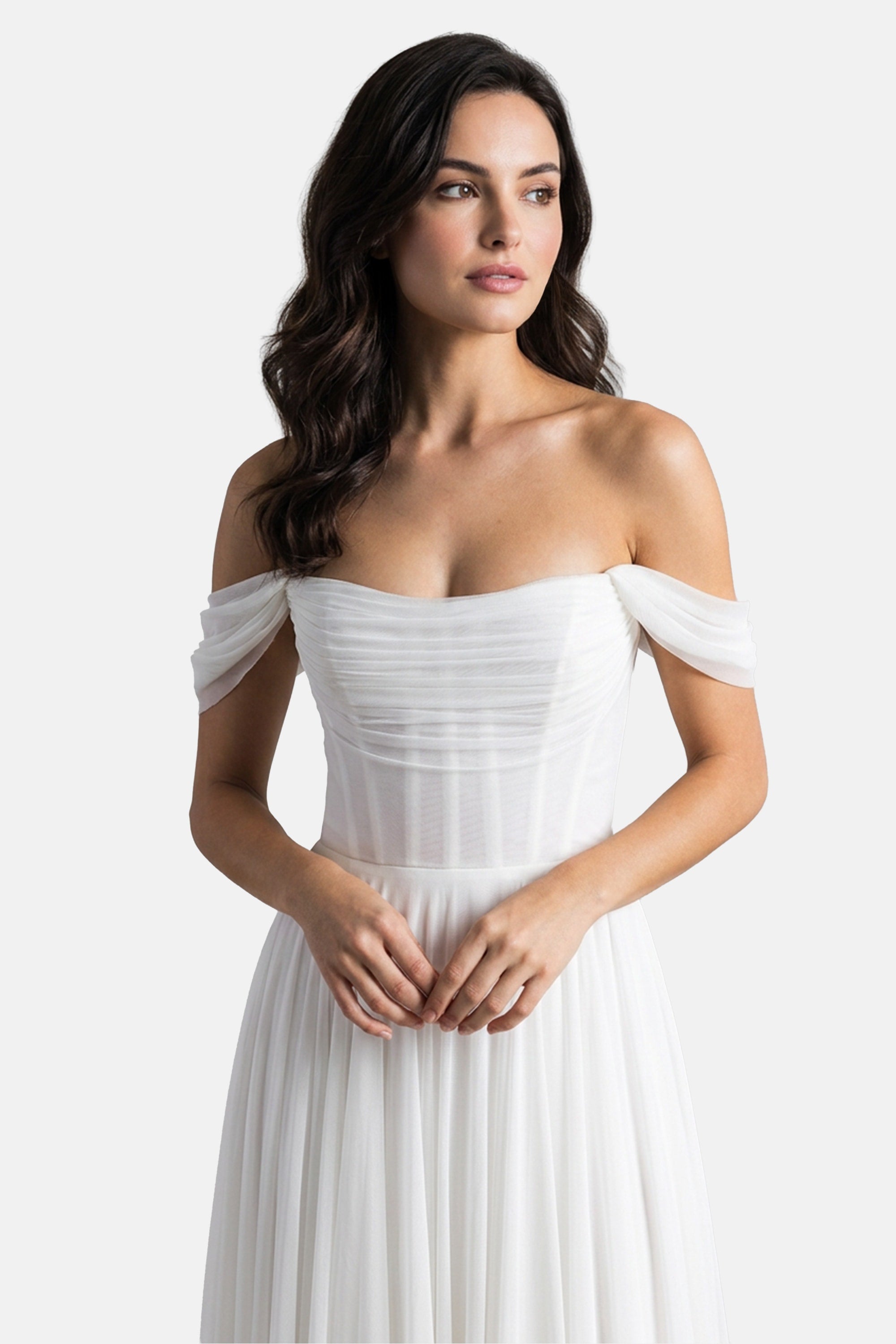 Genevieve Off-the-Shoulder Wedding Gown | JewelClues