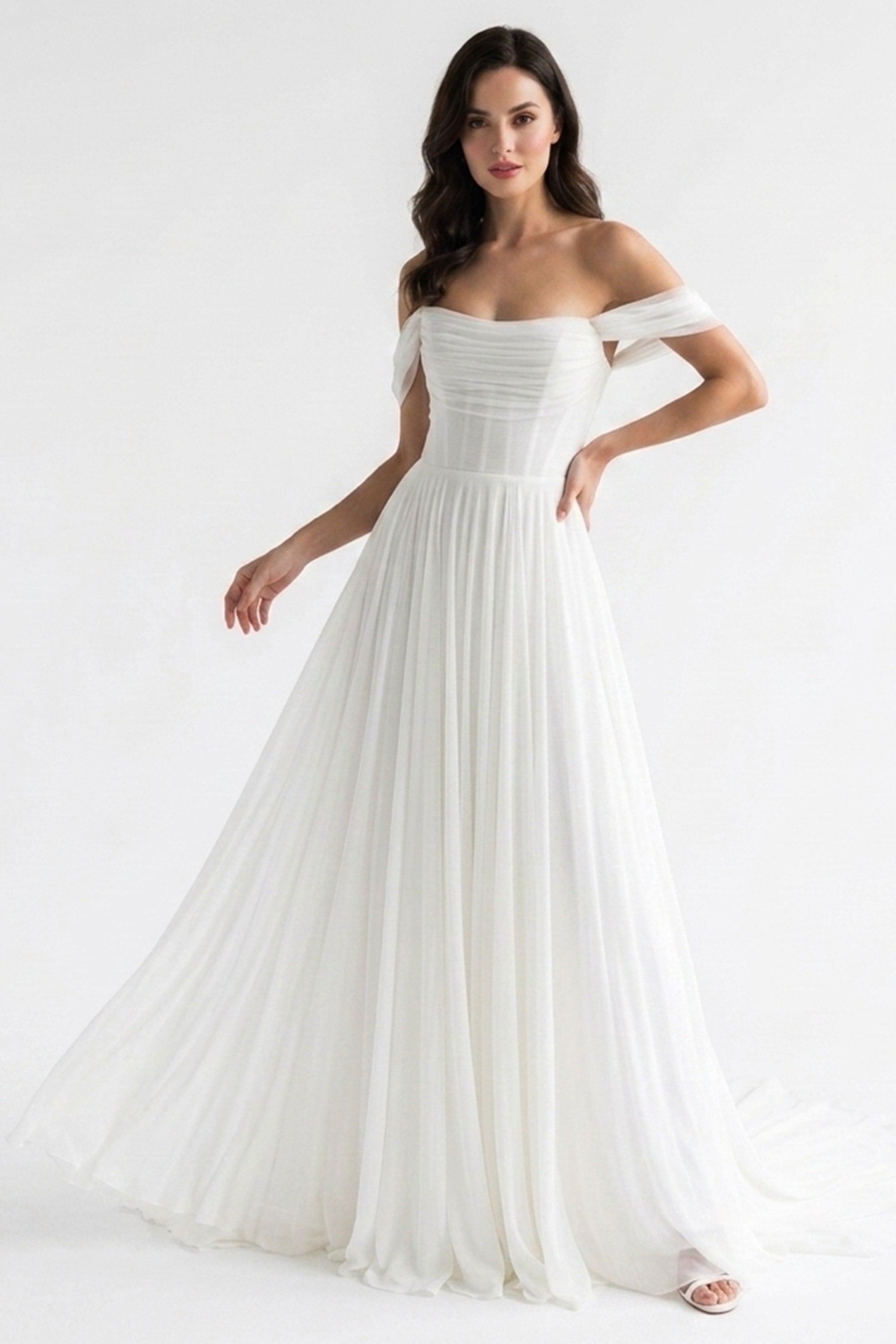 Genevieve Off-the-Shoulder Wedding Gown | JewelClues
