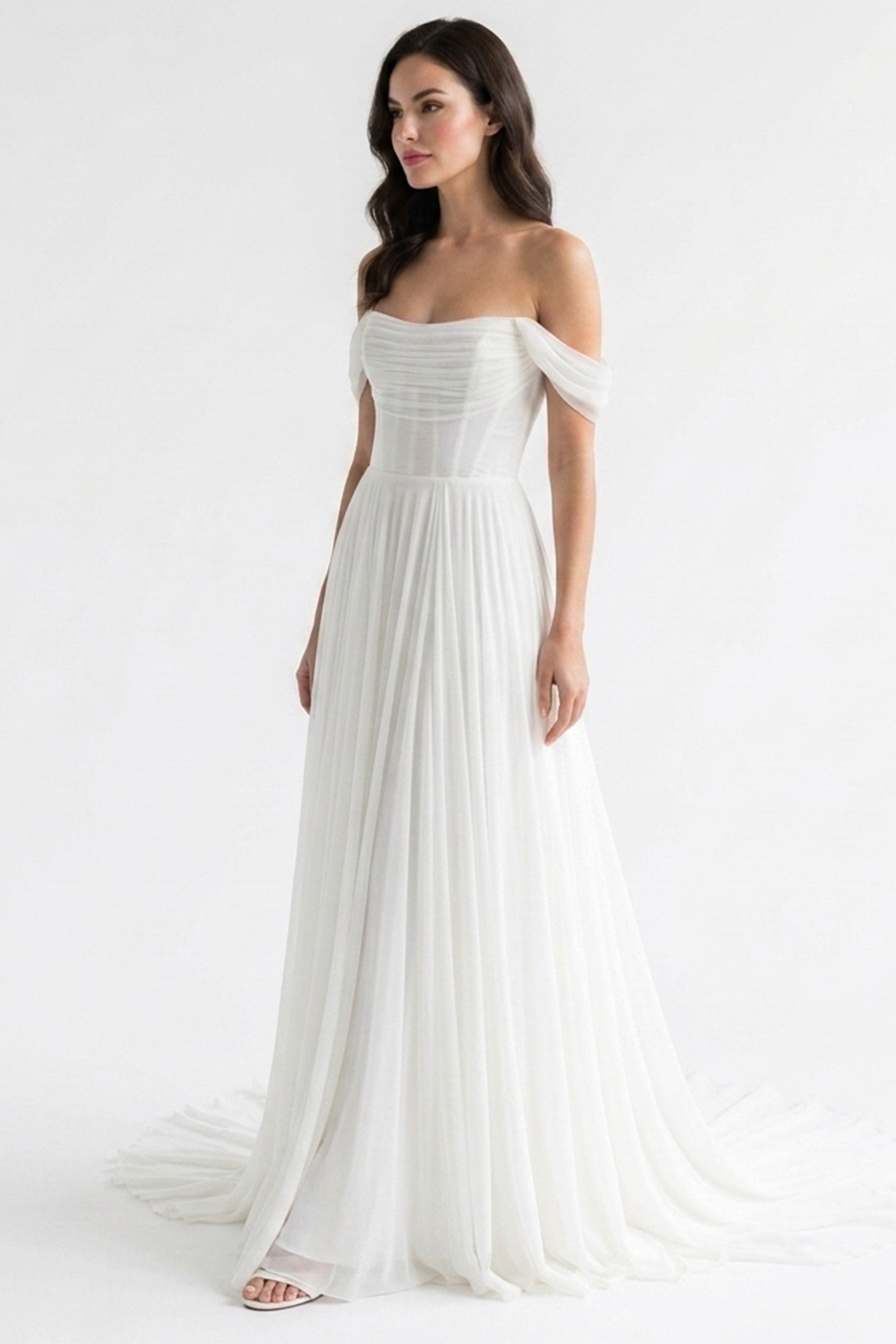 Genevieve Off-the-Shoulder Wedding Gown | JewelClues
