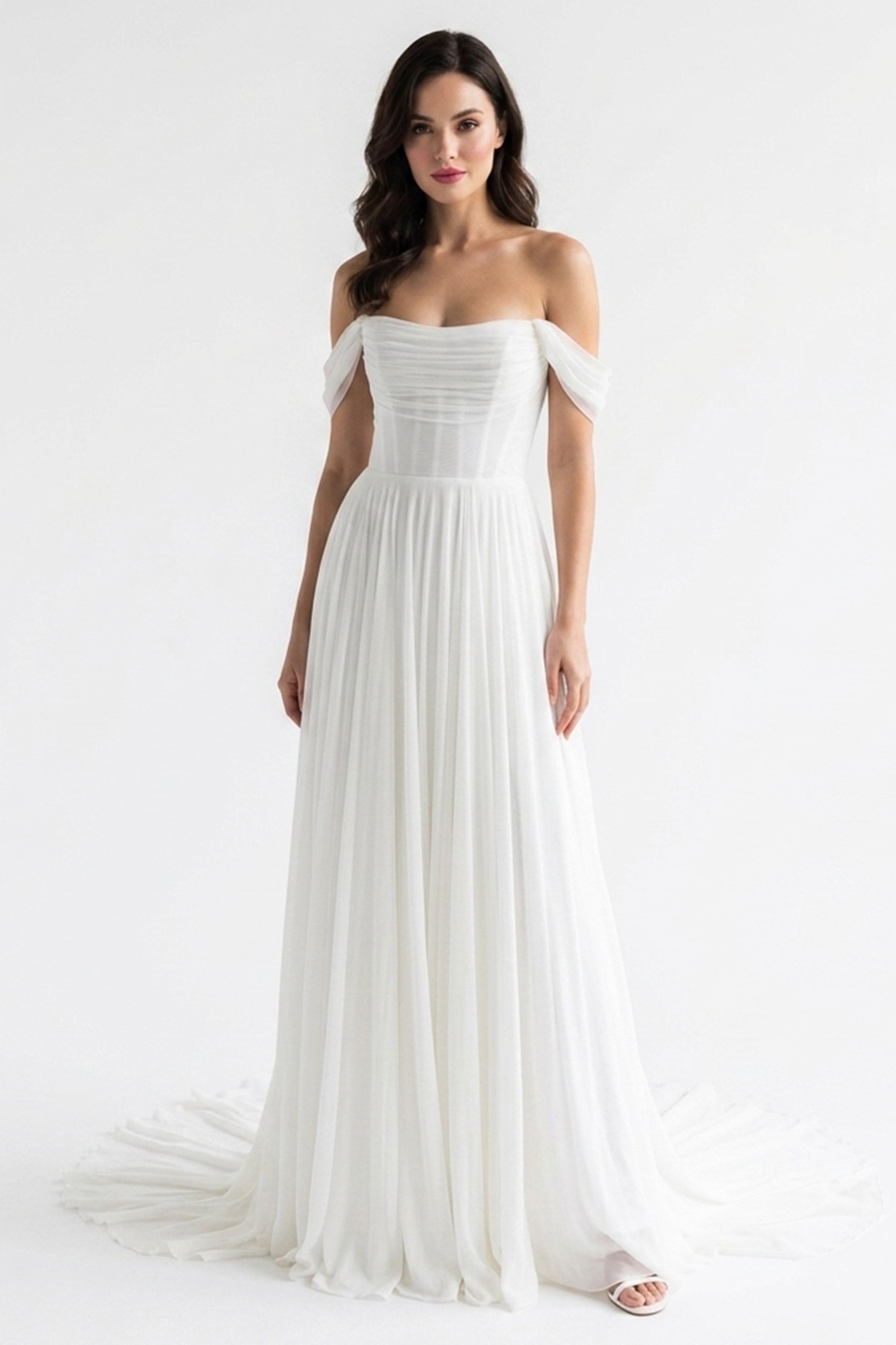 Genevieve Off-the-Shoulder Wedding Gown | JewelClues