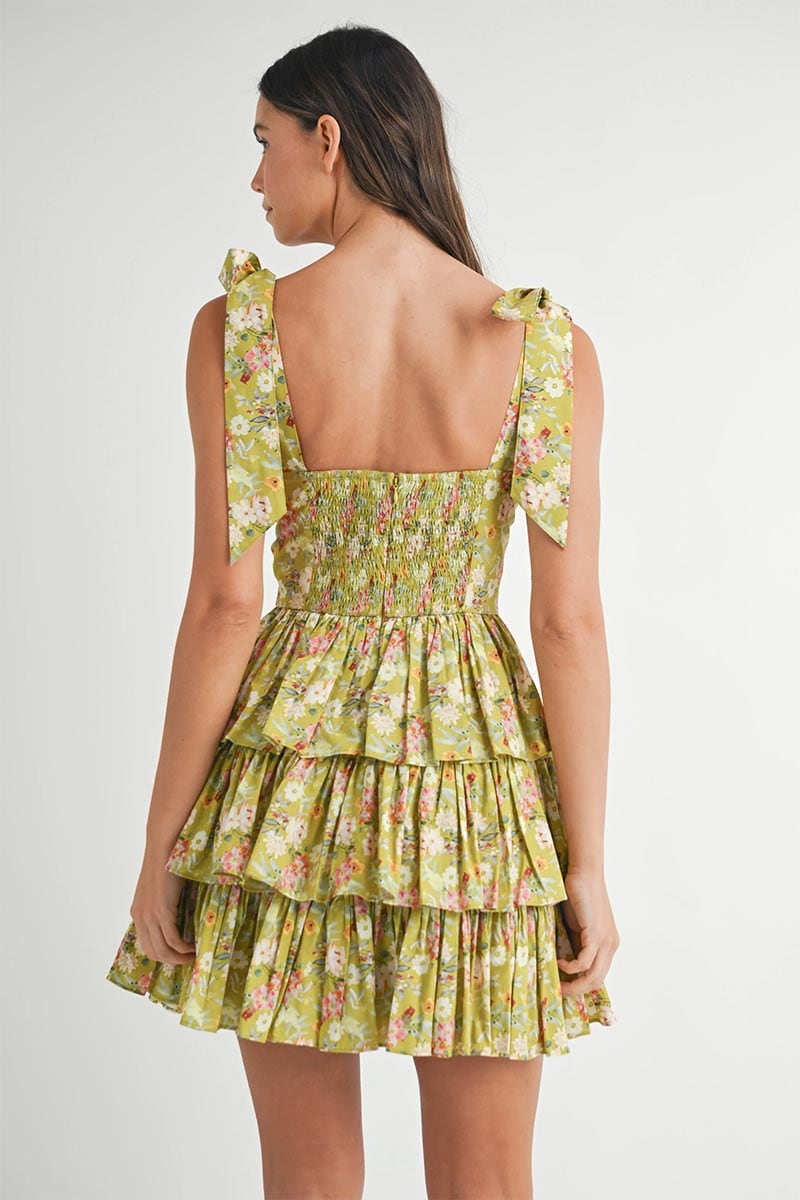 Getaway Floral Tie-Strap Mini Dress | Jewelclues