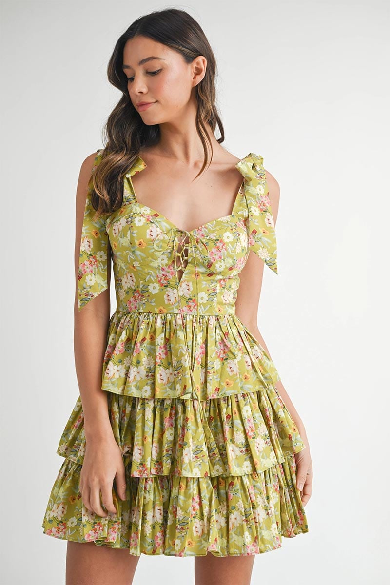 Getaway Floral Tie-Strap Mini Dress | Jewelclues