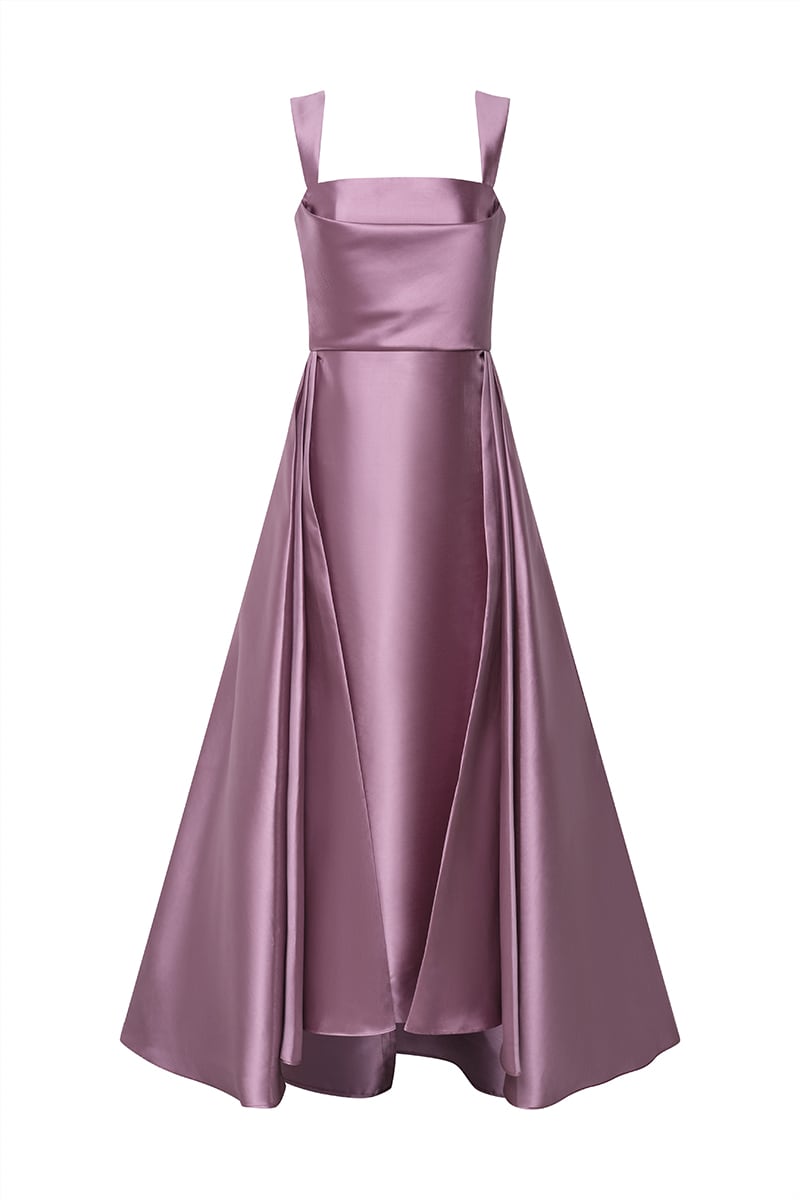 Giselle Draped Mikado Satin Gown | JewelClues #color_lavender