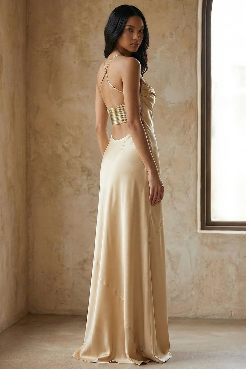 Harriet Embellished Satin Gown | JewelClues #color_nude