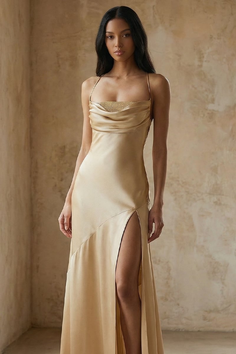 Harriet Embellished Satin Gown | JewelClues #color_nude