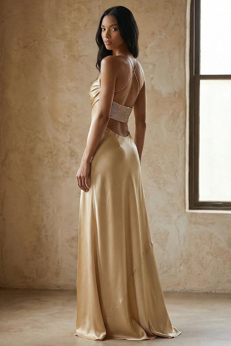 Harriet Embellished Satin Gown | JewelClues #color_nude