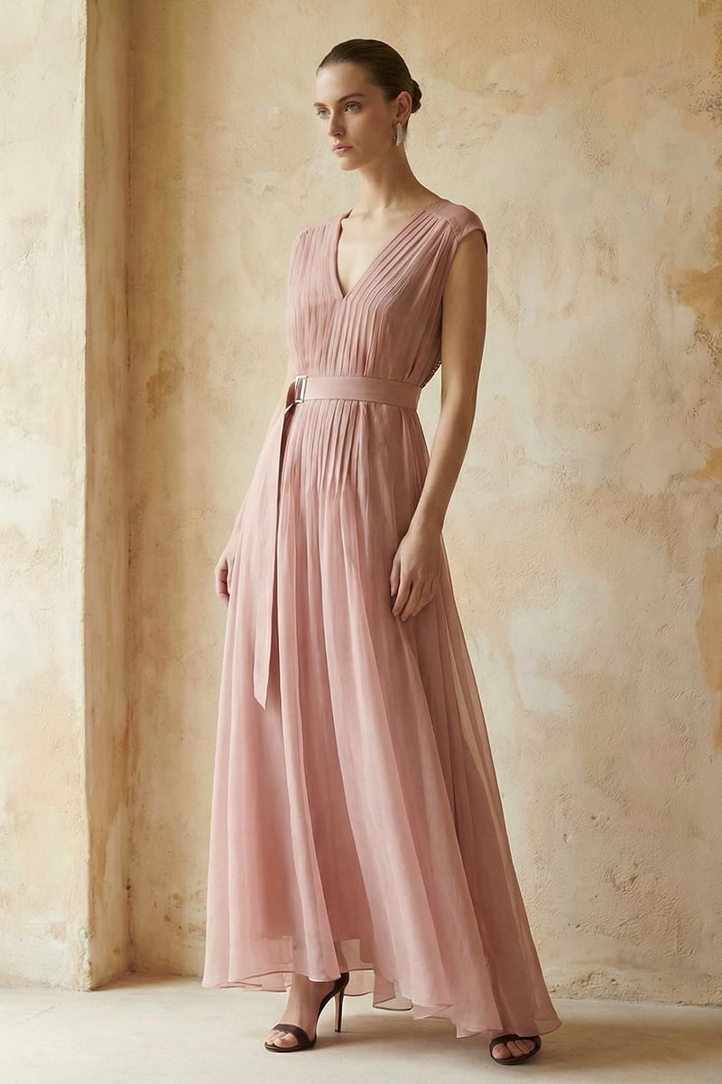 Imogen Pleated Maxi Dress | JewelClues #color_pink