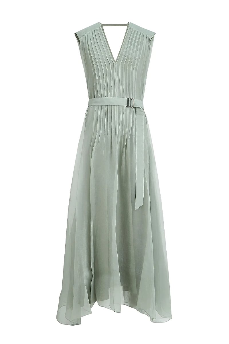 Imogen Pleated Maxi Dress | JewelClues #color_sage