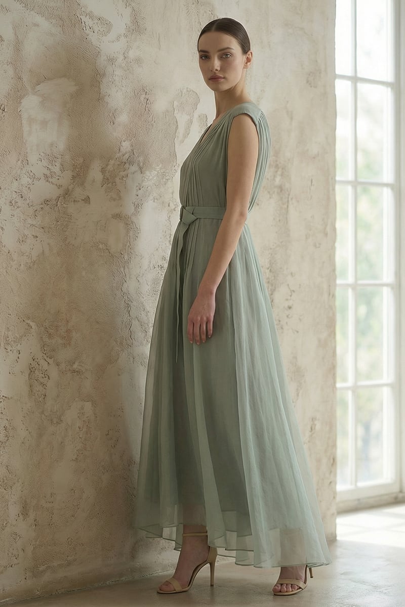 Imogen Pleated Maxi Dress | JewelClues #color_sage