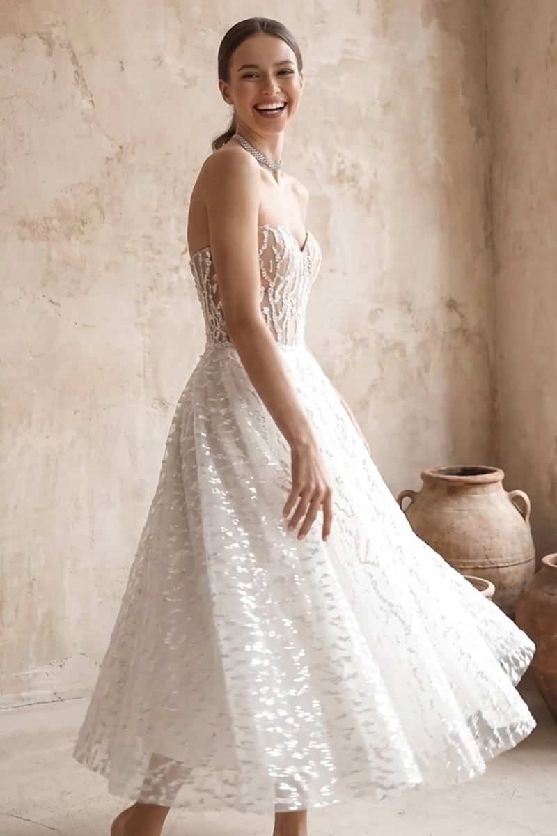 Iskra Sequin Strapless Midi Dress | JewelClues