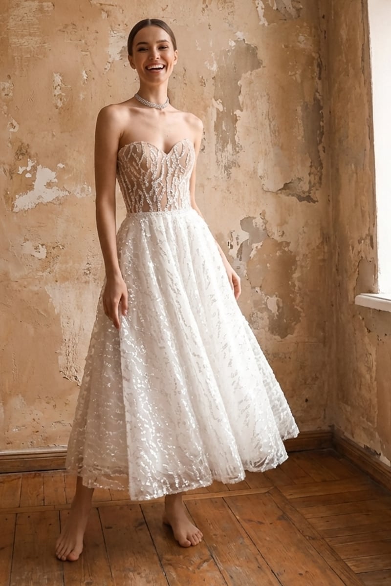 Iskra Sequin Strapless Midi Dress | JewelClues