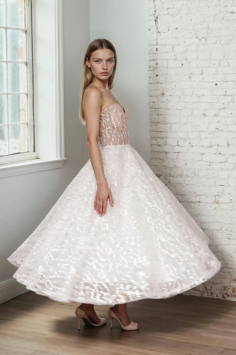 Iskra Sequin Strapless Midi Dress | JewelClues