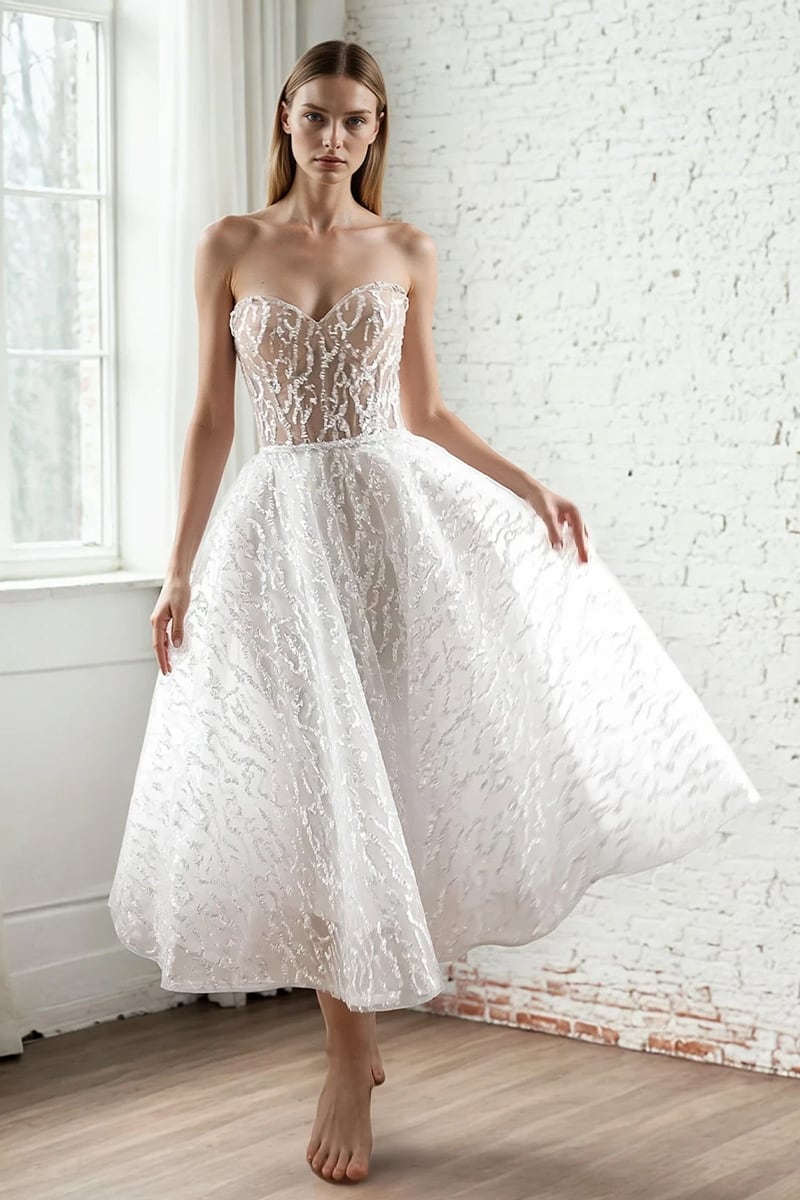 Iskra Sequin Strapless Midi Dress | JewelClues