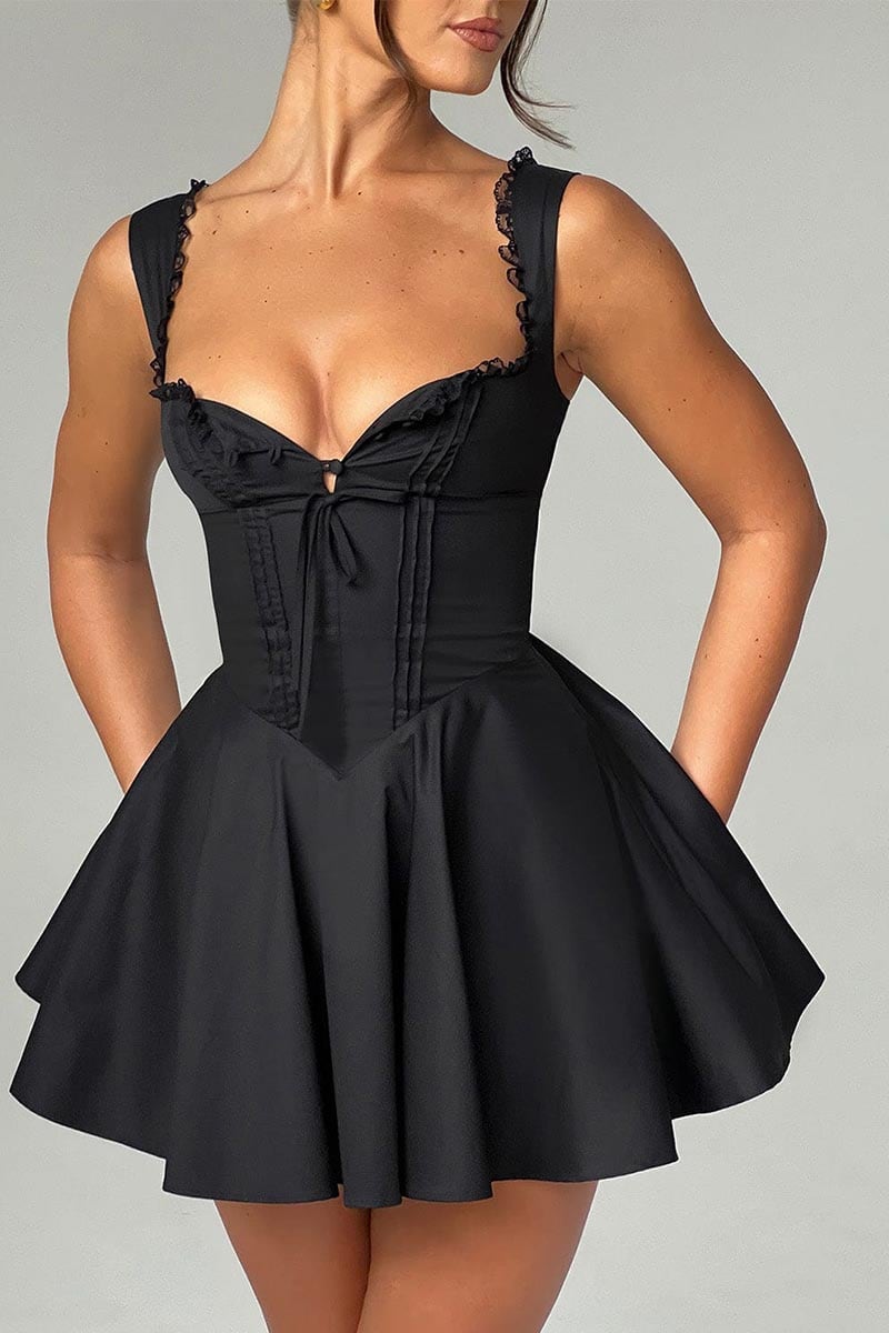 Isla Tie-Back Summer Mini Dress | Jewelclues #color_black