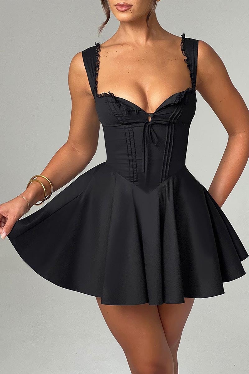 Isla Tie-Back Summer Mini Dress | Jewelclues #color_black