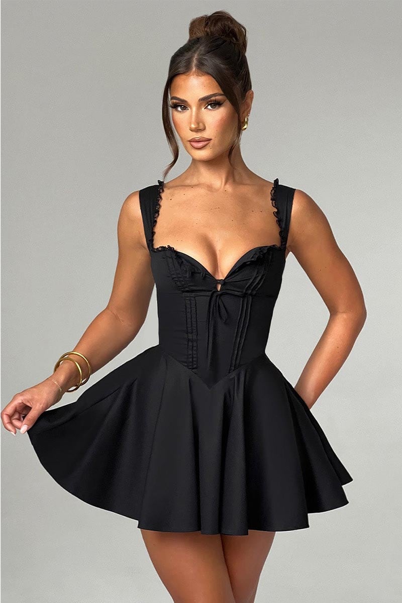 Isla Tie-Back Summer Mini Dress | Jewelclues #color_black