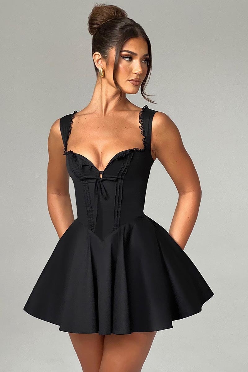 Isla Tie-Back Summer Mini Dress | Jewelclues #color_black