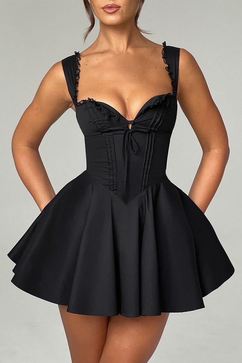 Isla Tie-Back Summer Mini Dress | Jewelclues #color_black