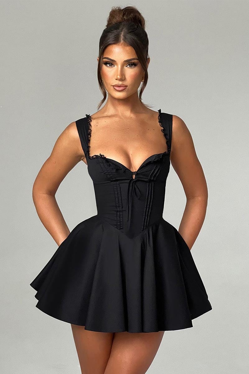 Isla Tie-Back Summer Mini Dress | Jewelclues #color_black