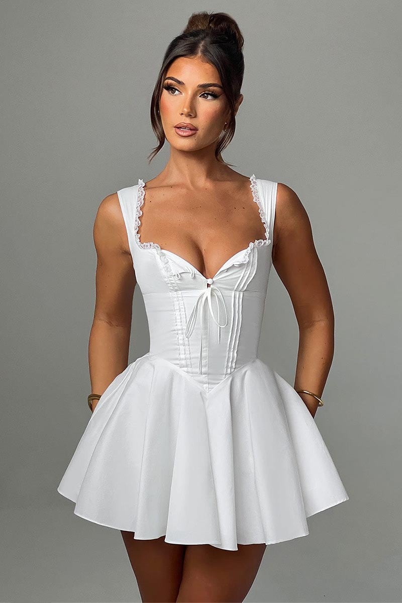 Isla Tie-Back Summer Mini Dress | Jewelclues #color_white