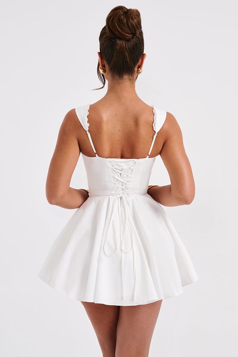 Isla Tie-Back Summer Mini Dress | Jewelclues #color_white