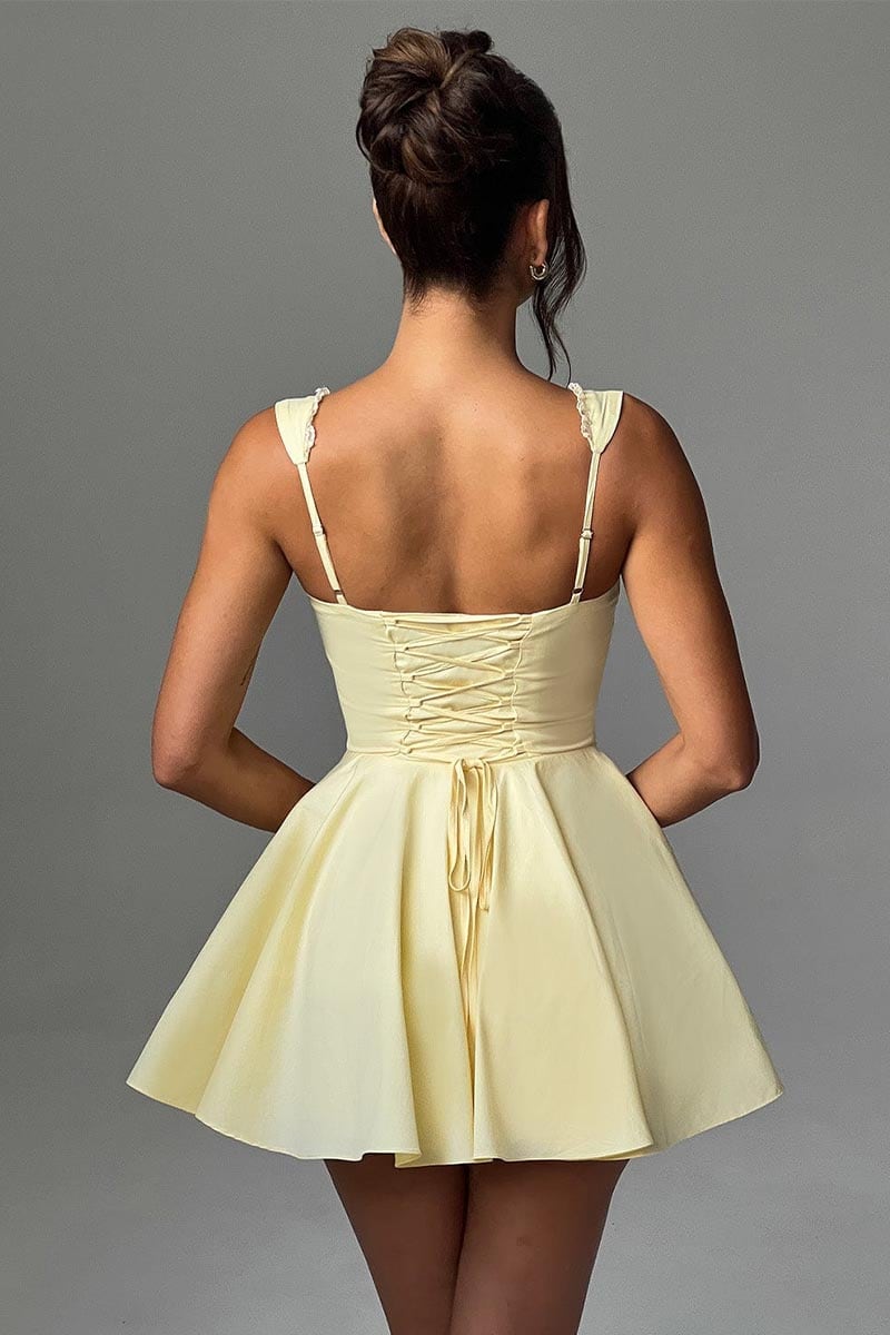 Isla Tie-Back Summer Mini Dress | Jewelclues #color_buttermilk