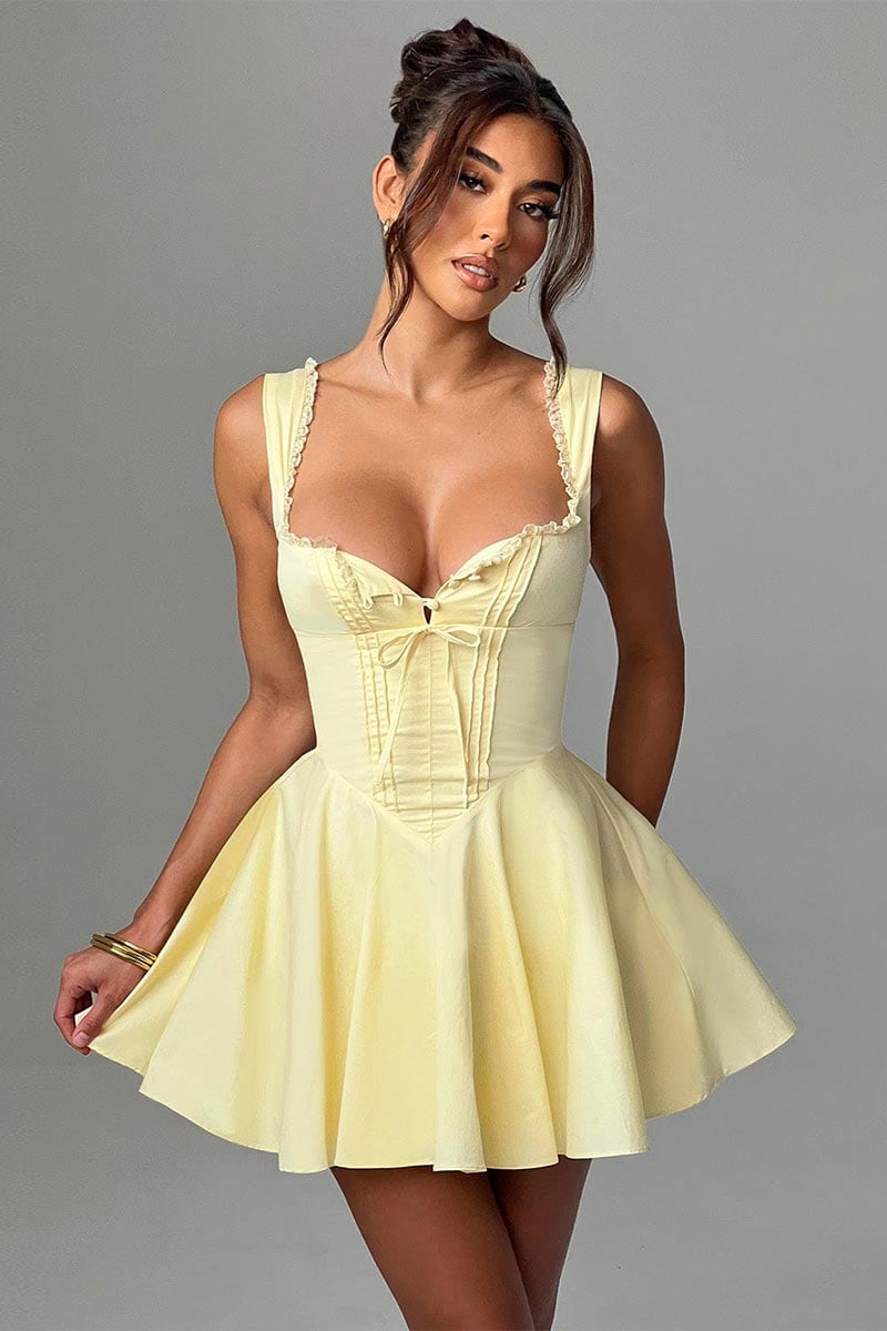 Isla Tie-Back Summer Mini Dress | Jewelclues #color_buttermilk