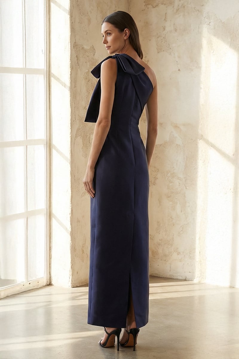 Jesse One-Shoulder Mikado Gown | JewelClues #color_navy blue