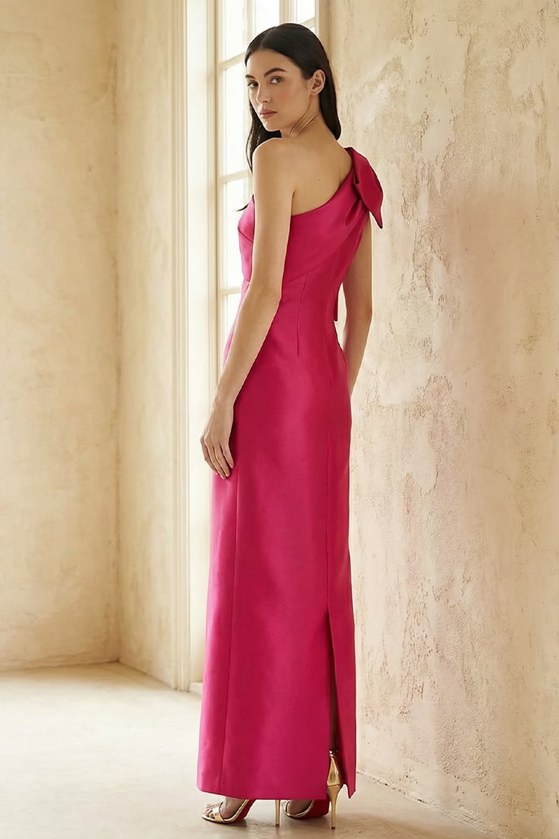 Jesse One-Shoulder Mikado Gown | JewelClues #color_hot pink