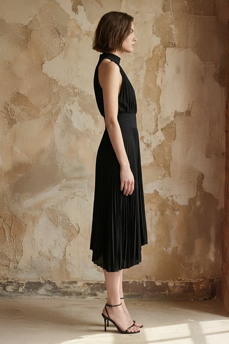 Joanne Pleated Satin Midi Dress | JewelClues