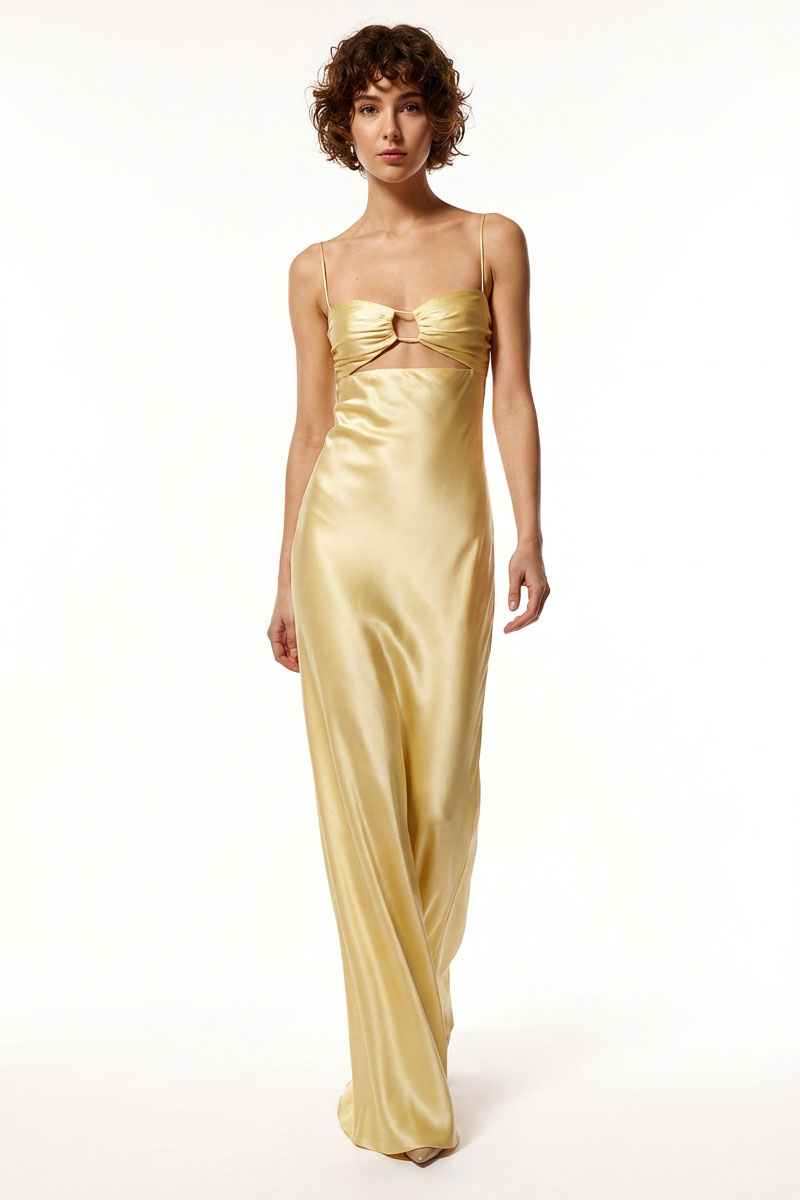 Jolie Satin Cut-Out Bias Gown | JewelClues