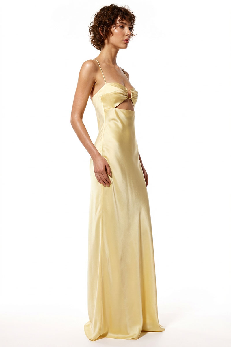 Jolie Satin Cut-Out Bias Gown | JewelClues