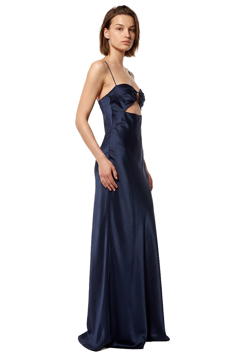 Jolie Satin Cut-Out Bias Gown | JewelClues #color_navy blue