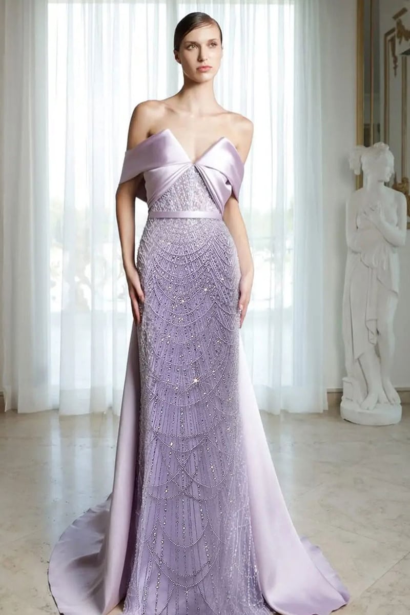 Juliette Beaded Off-Shoulder Gown | Jewelclues