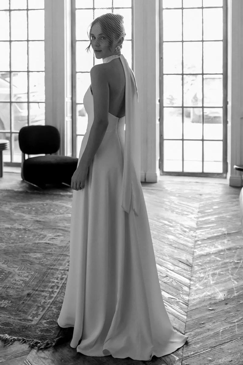 Juliette Ivory Halter Wedding Dress | Jewelclues