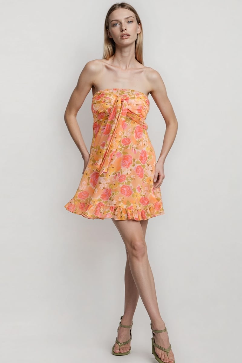 Kate Strapless Mini Dress | Jewelclues #color_orange