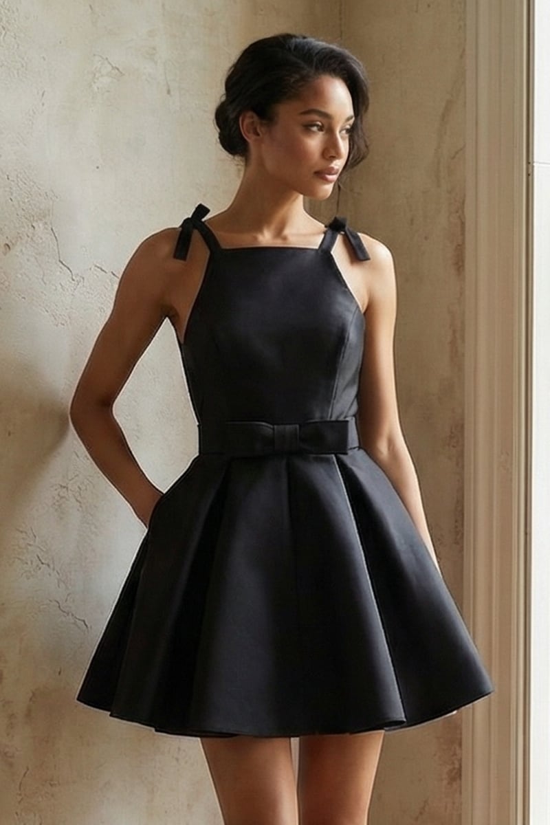 Kayce Tie-Shoulder Satin Mini Dress