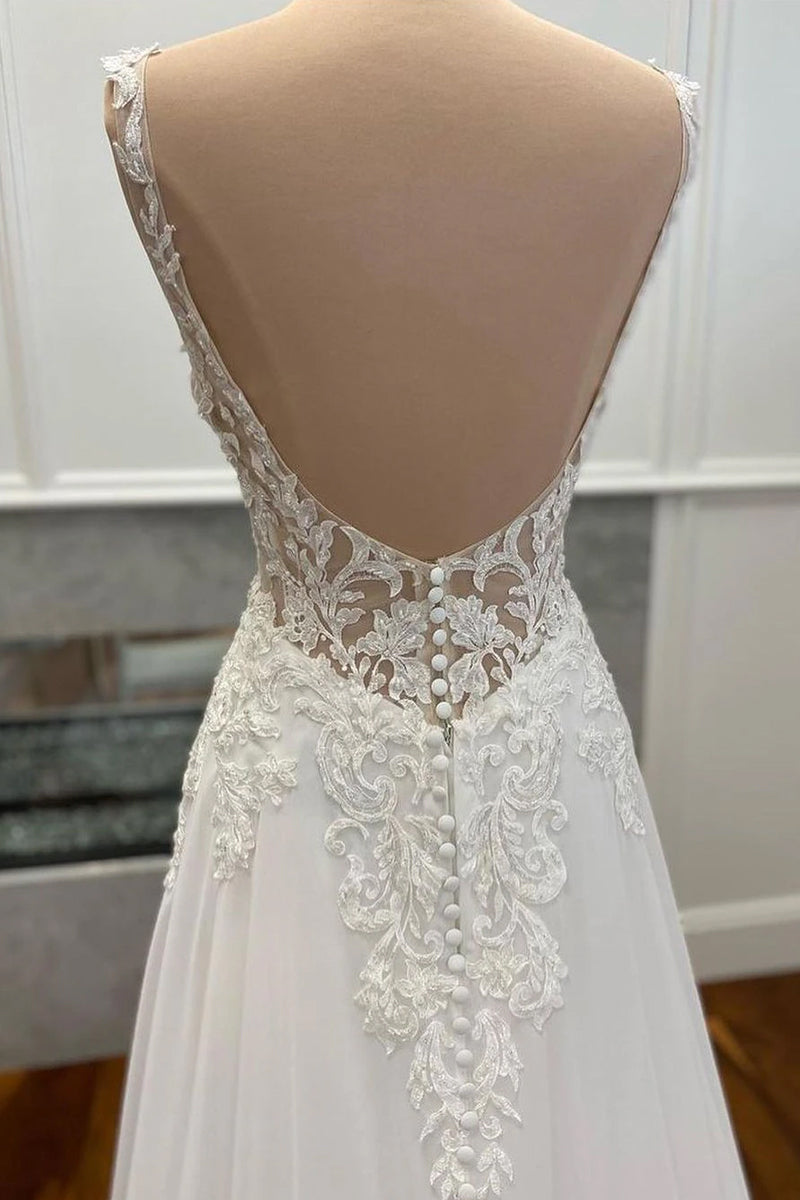 Kelsey Chiffon & Lace Wedding Dress | Jewelclues | #color_ivory