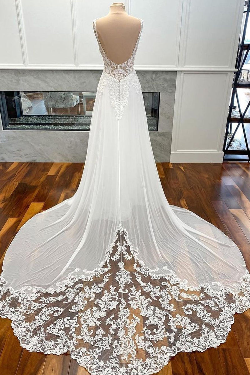 Kelsey Chiffon & Lace Wedding Dress | Jewelclues | #color_ivory