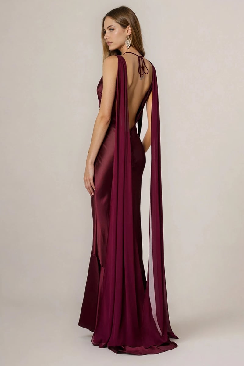 Kiara Satin Open-Back Maxi Dress | Jewelclues