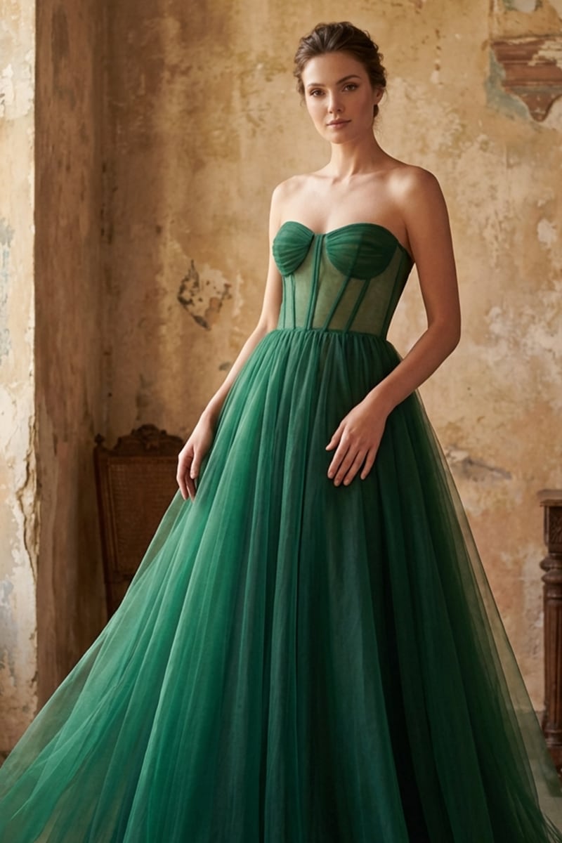 Lainey Strapless Tulle Gown | Jewelclues