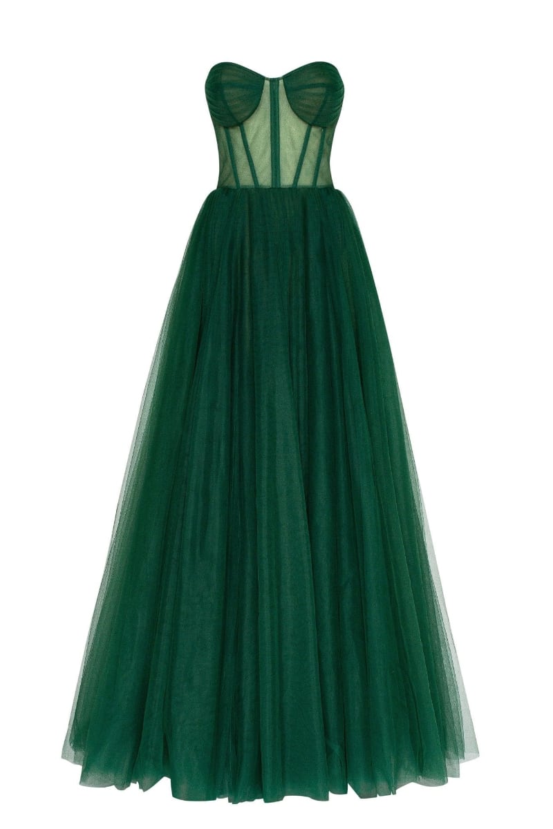 Lainey Strapless Tulle Maxi Dress | Jewelclues