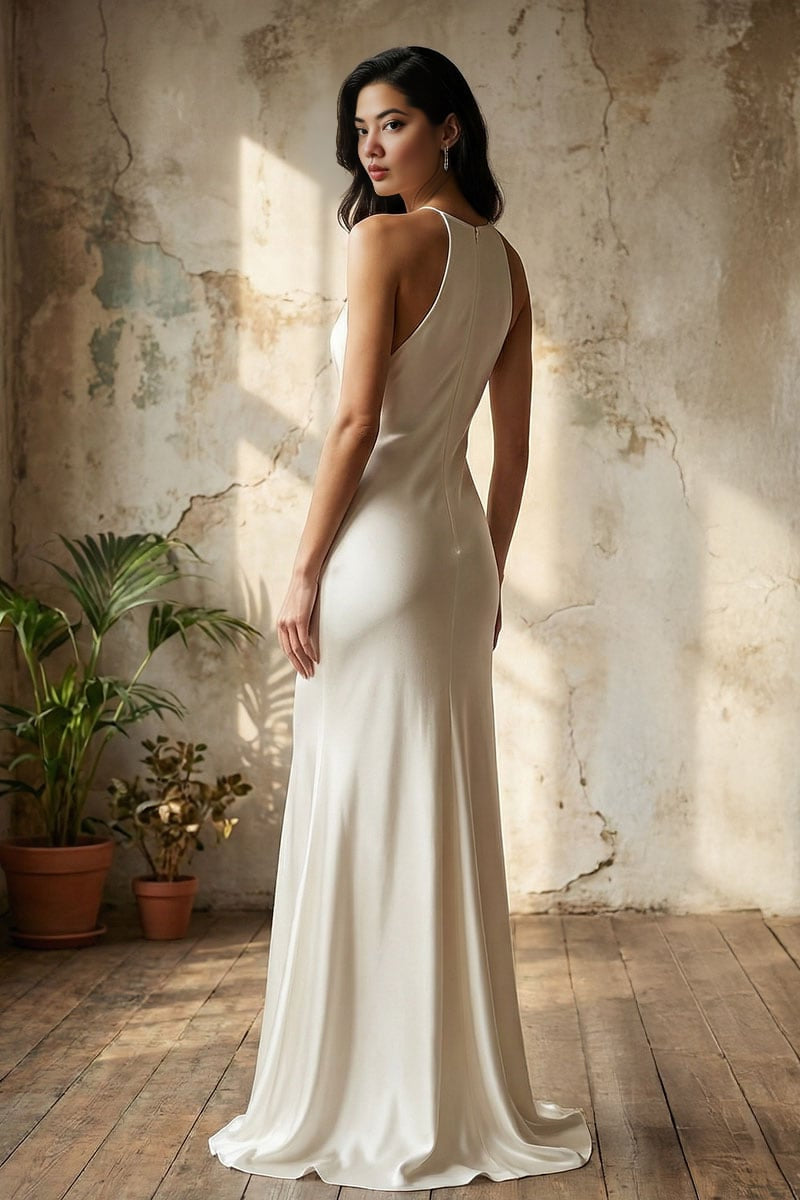 Lauren Bias-Cut Satin Gown | JewelClues #color_ivory